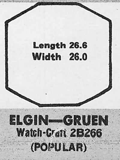 GRUEN : 707/27 AND ELGIN - Rectangle w/Cut Corners 26.6mm x 26.0mm