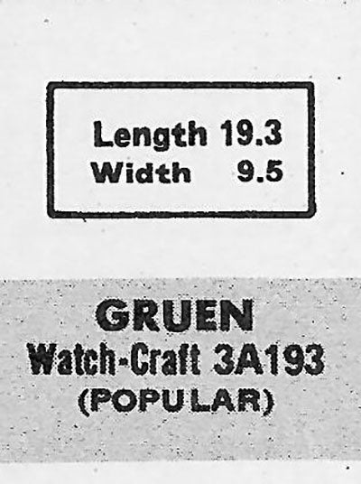GRUEN : 105/8 & OTHERS - Rectangle 19.3mm x 9.4mm
