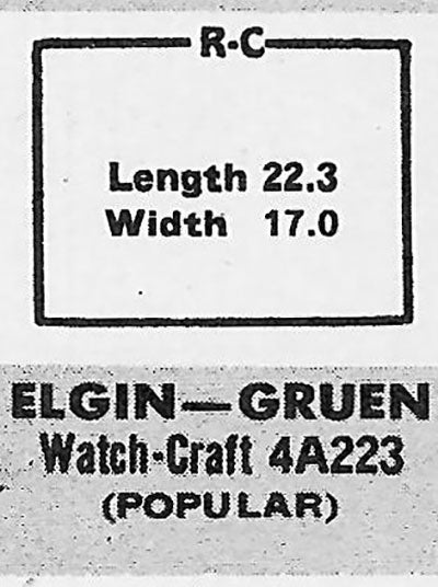 GRUEN : 355/241 & ELGIN - Rectangle 22.3mm x 17.0mm