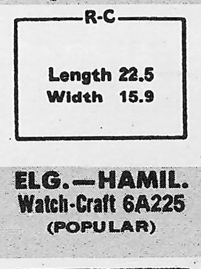 HAMILTON : TALBOT, TAYLOR & ELGIN - Rectangle 22.5mm x 15.9mm