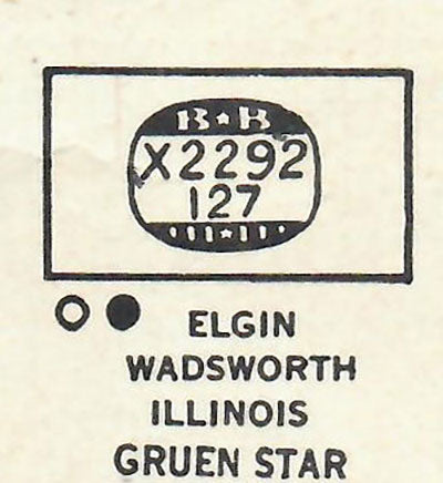 GRUEN : 153/8 & 835/8 AND ELGIN, ILLINOIS - Rectangle 22.9mm x 12.7mm