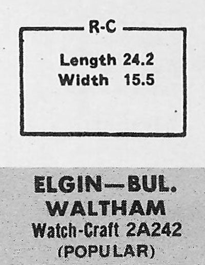 ELGIN, BULOVA & WALTHAM - Rectangle 24.2mm x 15.5mm