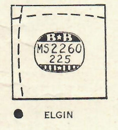 ELGIN : 3860, 5705 & 5715 - Square 22.6mm x 22.5mm