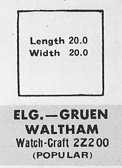 GRUEN : 705/11 & 885/11 AND ELGIN, WALTHAM - Square 20.0mm x 20.0mm