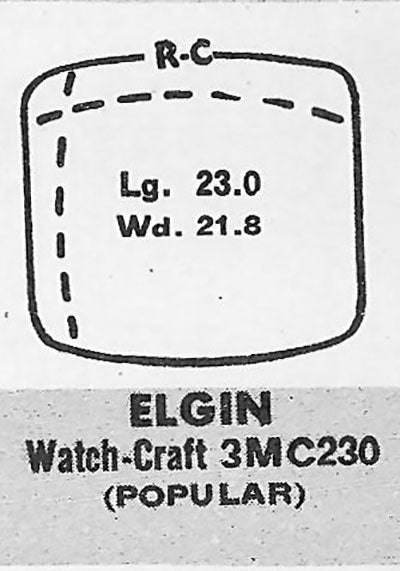 ELGIN : 4508, 4508A & 4508G - Tonneau w/Radius Corners 23.0mm x 21.8mm