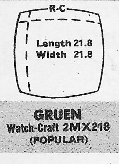 GRUEN : 425/591 - Cushion 21.8mm x 21.8mm