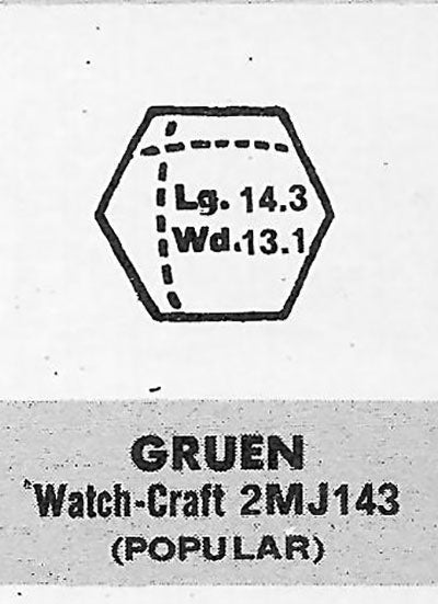 GRUEN : 211/532 - Fancy 14.3mm x 13.1mm