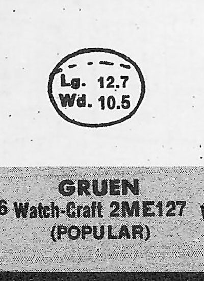 GRUEN : 290/433 - Oval 12.7mm x 10.5mm