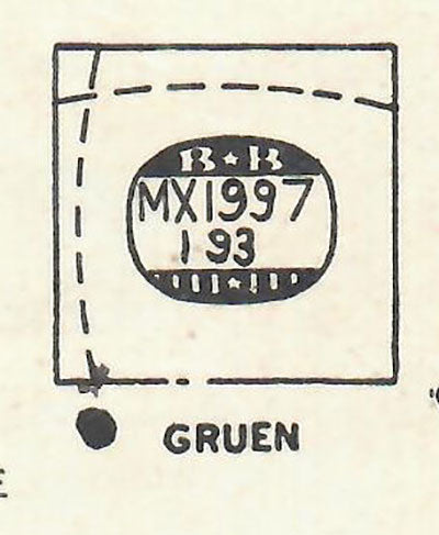GRUEN  : CURVEX-WHITEHALL (AND OTHERS) - Rectangle 19.9mm x 19.3mm DUREX