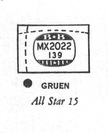 GRUEN : ALL STAR 15 & 798/3351 - Rectangle 20.2mm x 13.9mm DUREX