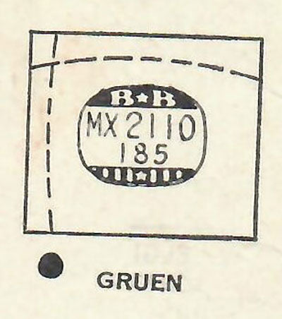 GRUEN  : CURVEX-ADMIRAL (AND OTHERS) - Rectangle 21.1mm x 18.5mm DUREX