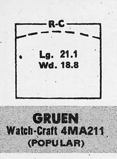 BULOVA & GRUEN : MULTIPLE MODELS - Rectangle 21.1mm x 18.8mm
