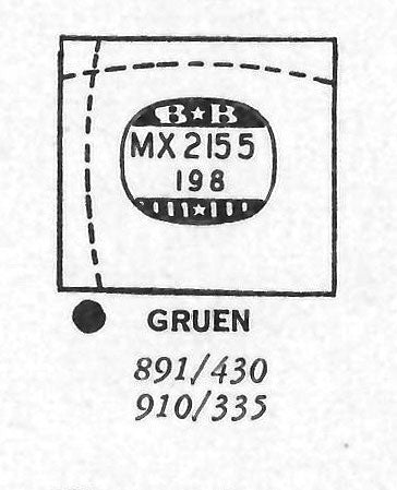 GRUEN : 891/430, 891/435 & 910/335 - Rectangle 21.5mm x 19.8mm