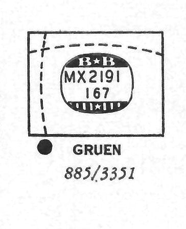 GRUEN : 885/3351 - Rectangle 21.9mm x 16.7mm