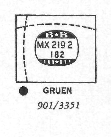 GRUEN : 901/3351 - Rectangle 21.9mm x 18.2mm DUREX