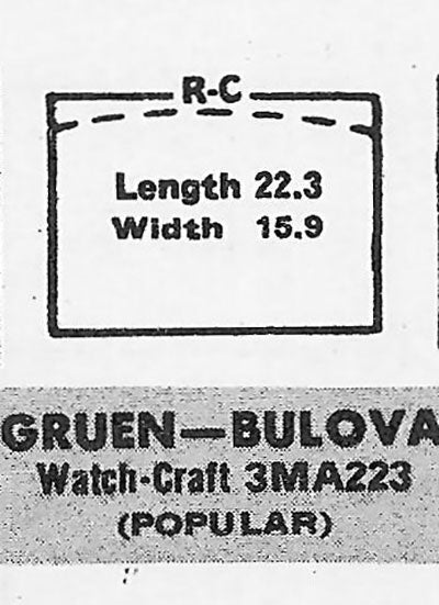 GRUEN : 355/197 AND 355/207 & BULOVA - Rectangle 22.3mm x 15.9mm