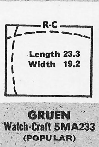 GRUEN : CURVEX-ALDERMAN (AND OTHERS) - Rectangle 23.3mm x 19.2mm