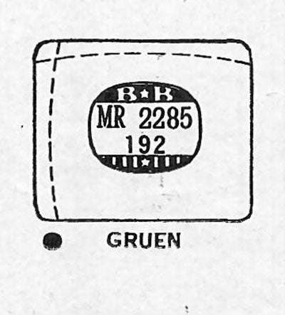 GRUEN : VERITHIN-LATONIA (AND OTHERS) - Rectangle w/Radius Corners 22.8mm x 19.2mm DUREX