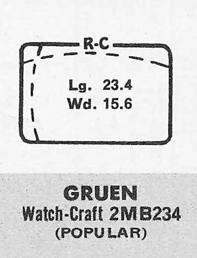 GRUEN : CURTIS (AND OTHERS) - Rectangle w/Radius Corners 23.4mm x 15.6mm