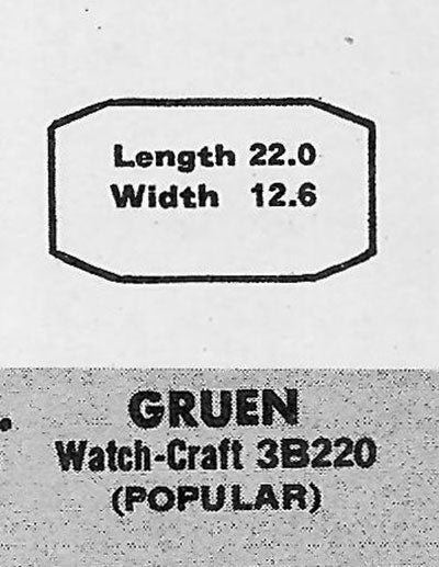 GRUEN : 153/65 & 835/65 - Rectangle w/Cut Corners 22.0mm x 12.5mm
