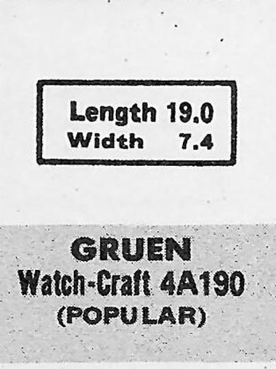 GRUEN : 329/158 & 329/166 - Rectangle 19.0mm x 7.4mm