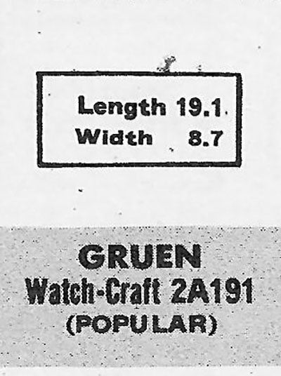GRUEN : 181/136 AND WALTHAM - Rectangle 19.1mm x 8.7mm