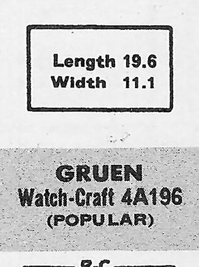 GRUEN : 107/69 (AND OTHERS) - Rectangle 19.6mm x 11.1mm