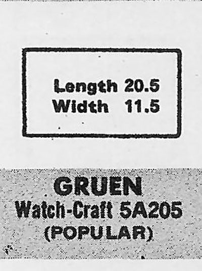 GRUEN : 165/92X - Rectangle 20.5mm x 11.4mm