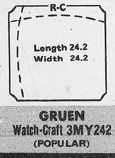 GRUEN : 420/565 - Square w/Cut Corners 24.2mm x 24.2mm