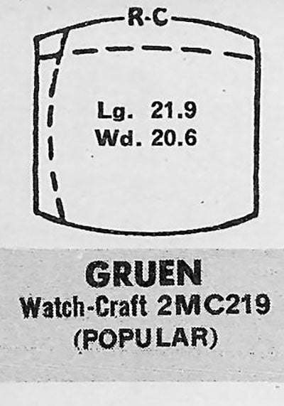 GRUEN : 406/459 - Tonneau 21.9mm x 20.6mm