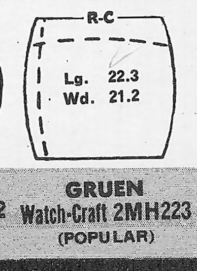 GRUEN : 406/414 - Tonneau 22.3mm x 21.2mm