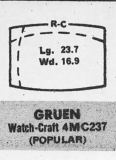 GRUEN : STUART & 411/389 - Tonneau 23.7mm x 16.8mm
