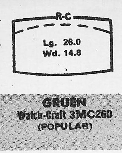 GRUEN : 330/339 - Tonneau 26.0mm x 14.8mm