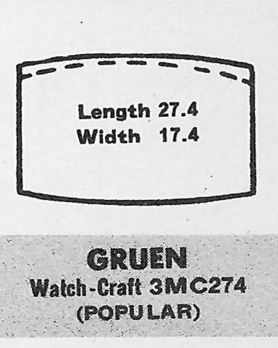 GRUEN : 300/334 - Tonneau 27.4mm x 17.4mm