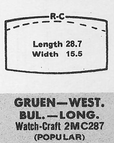 GRUEN : 500/296 & 501/296 & BULOVA, WITTNAUER - Tonneau 28.7mm x 15.5mm