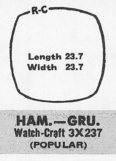 GRUEN : 99/1, 115/1, 705/1 AND HAMILTON - Cushion 23.7mm x 23.7mm DUREX & ROCK-CRAFT