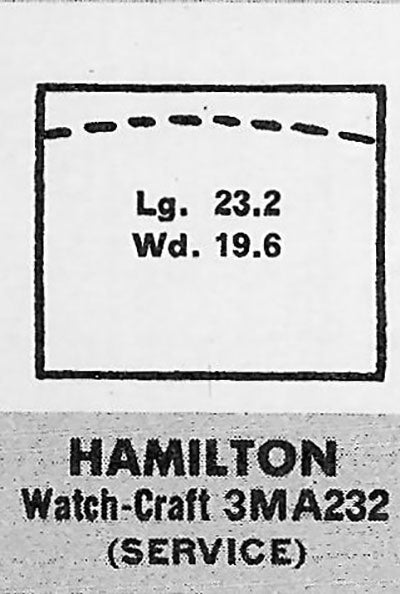 HAMILTON : MULTIPLE MODELS - Rectangle 23.2mm x 19.6mm