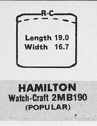 HAMILTON : ELLIOTT - Rectangle w/Cut Corners 19.0mm x 16.8mm