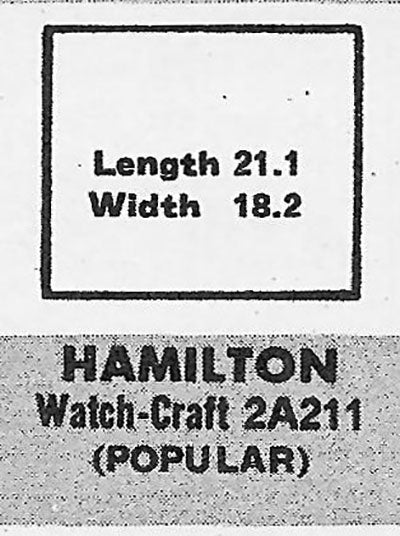 HAMILTON - Rectangle 21.1mm x 18.2mm