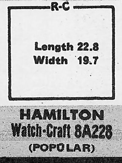 ELGIN : 5516A & 5516B AND HAMILTON : SQUARE B - Rectangle 22.9mm x 19.8mm