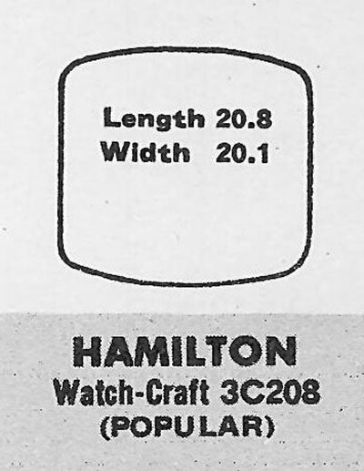 HAMILTON : RALEIGH - Tonneau w/Radius Corners 20.8mm x 20.2mm