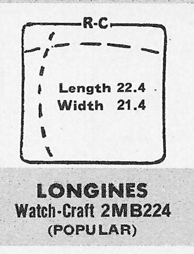 LONGINES : MOUNT VERNON - Rectangle w/Radius Corners 22.4mm x 21.4mm