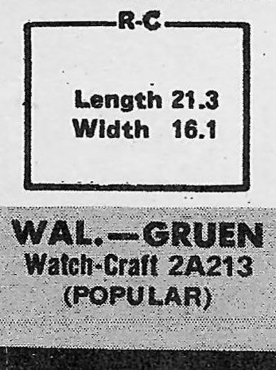 GRUEN : 703/146 & WALTHAM - Rectangle 21.3mm x 16.1mm
