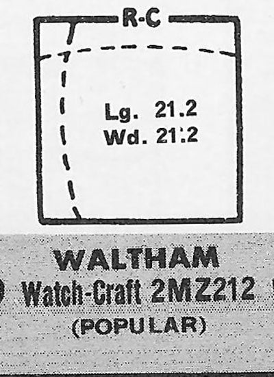 HAMILTON & WALTHAM : MULTIPLE MODELS - Square 21.2mm x 21.2mm