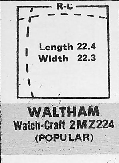 BULOVA & WALTHAM : MULTIPLE MODELS - Square 22.4mm x 22.3mm